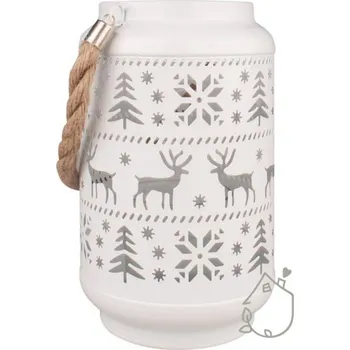 Svícen Plechová lucerna s jeleny se skleněným válcem na svíčku