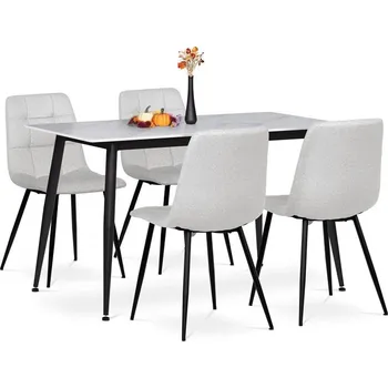 Jídelní set Autronic Jídelní set s 4 židlemi, 130x70x76cm, keramika, mramor, ASE-1038 WT2