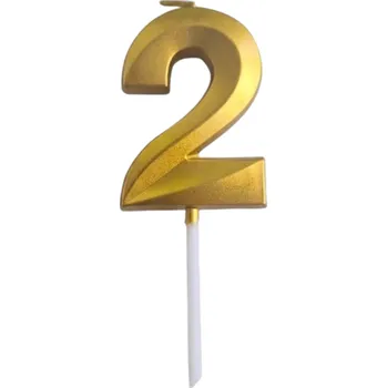 Dortová svíčka Dortisimo Svíčka s elegantním motivem číslo 2 zlatá