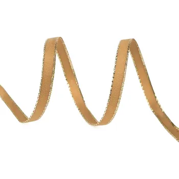 Stuha Stuha taftová šíře 6 mm s lurexem, střední, 742 béžová tm. zlatá