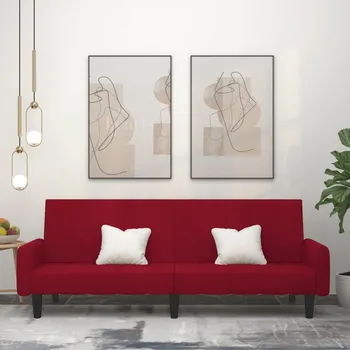 Pohovka 2místná rozkládací pohovka vínová samet - 8721012379329