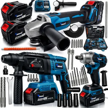 ONDRAGON Aku sada nářadí 3v1 36 V – vrtačka, úhlová bruska a rázový utahovák (2× baterie)