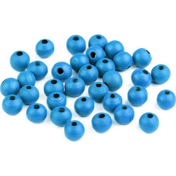 Dřevěné korálky Ø8 mm, velké, 12 modrá azuro