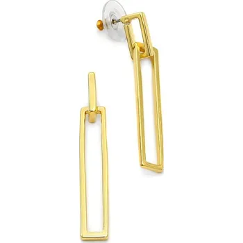 Náušnice Geometrické náušnice Colibra s otevřeným obdélníkem - pozlacené