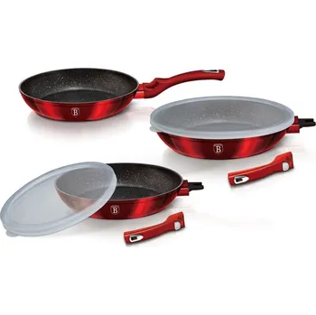 Sada nádobí BERLINGERHAUS Sada pánví s odnímatelnou rukojetí 5 ks Burgundy Metallic Line BH-7053