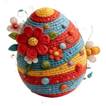 Velikonoční dekorace Nažehlovací obrázek - háčkované vajíčko (8,0 x 7,7 cm)