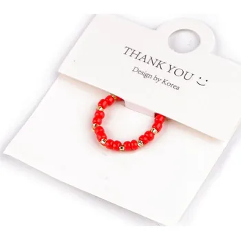 Náramek Prsten pružný z korálků, malé, 5 červená