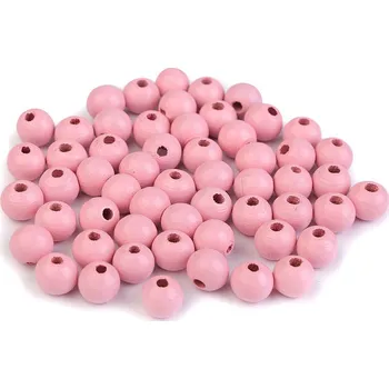 Dřevěné korálky Ø8 mm, velké, 19 růžová sv.