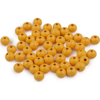 Dřevěné korálky Ø8 mm, velké, 5 žlutobéžová tmavá