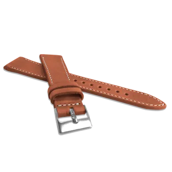 Řemínek na hodinky LAVVU Přírodně barvený hnědý řemínek NATURE z kůže Top Grain - 20