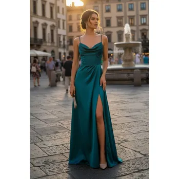 Dámské šaty Glara Elegantní dlouhé společenské šaty se šněrováním a rozparkem 1169987