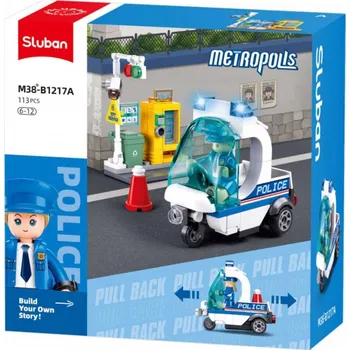 Dětské zboží SLUBAN Metropolis Auto Policejní tříkolka 113 dílků + figurka STAVEBNICE