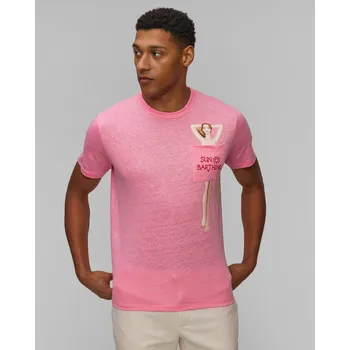 Pánské tričko Lněné Růžové Pánské Tričko Mc2 Saint Barth Ecstasea Ecs0001-02891h