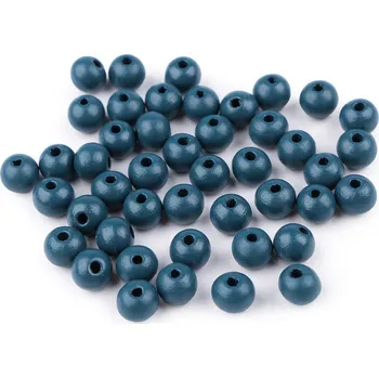 Dřevěné korálky Ø8 mm, střední, 84 petrolejová tmavá