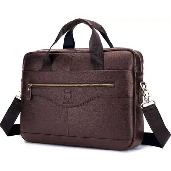 Bullcaptain pánská kožená brašna Begge Tmavě Hnědá 9L