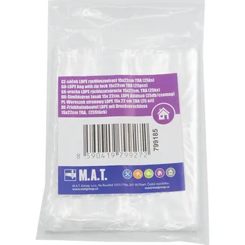 sáček LDPE rychlouzavírací 15x22cm TRA (25ks)