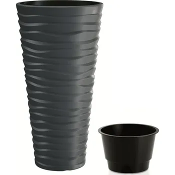 Květináč Prosperplast Květináč SAND SLIM antracit 29,6 cm
