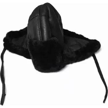 Dámská vesta Kožená čepice Pilotka černá na šnůrky