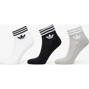 Ponožky adidas 3-Stripes Ankle Socks 3-Pack White/ Medium Grey Heather/ Black XL
