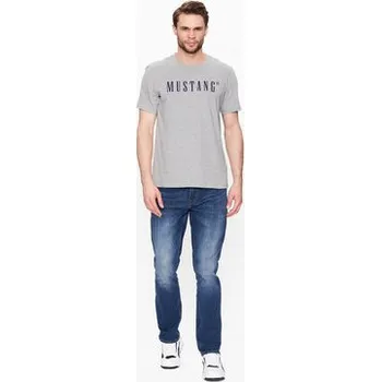 Pánská móda Mustang T-Shirt Alex 1013221 Šedá Regular Fit M