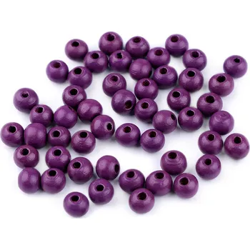 Dřevěné korálky Ø8 mm, velké, 35 fialová tmavá