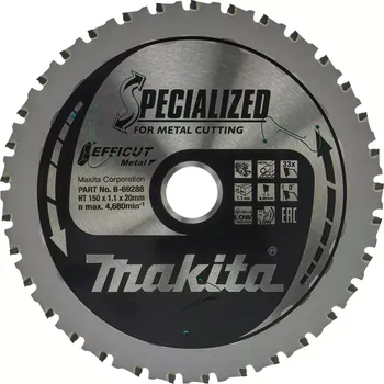 Pilový kotouč Kotouč pilový na kov 150x1.1x20mm Specialized EFFICUT Makita