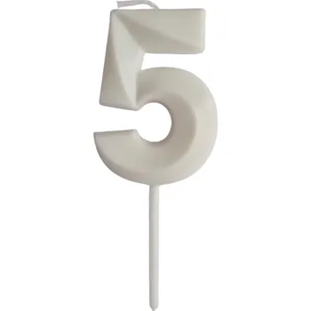Dortová svíčka Dortisimo Svíčka s elegantním motivem číslo 5 bílá