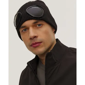 Čepice Pánská čepice C.p. Company Cotton Goggle Beanie V černé Barvě Rscmac747a000727a-999