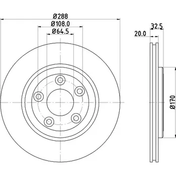 Brzdový kotouč Brzdový kotouč, , 1R8Z2C026AA, JLM20802, XR827087, XR858129, XR858224, XW4Z2C026AA, HELLA, 8DD 355 106-831