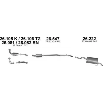 Střední díl výfuku Stredni tlumic vyfuku, 7700418570, IZAWIT, 26.547A
