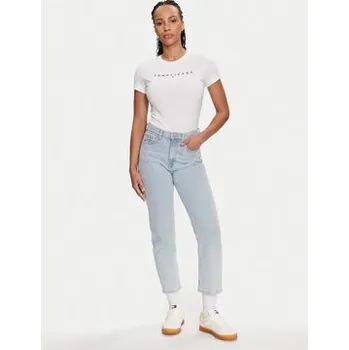 Pánská móda Tommy Jeans T-Shirt Linear DW0DW18398 Bílá Slim Fit L