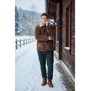 Pánská casual bunda Snaha Jihlava Pánská bunda z pravé kůže s kožíškem u krku velikost 50/52 Nové