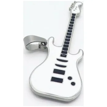 Přívěsek Bílá kytara - ocelový přívěsek