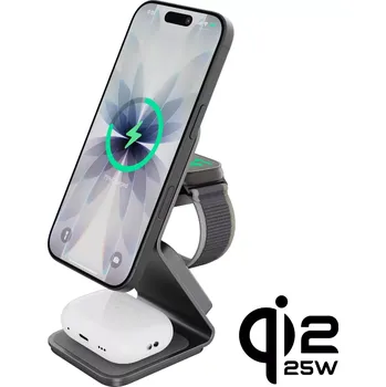 Cubenest 3v1 Qi2.2 Bezdrátová magnetická nabíječka SQ314 šedá
