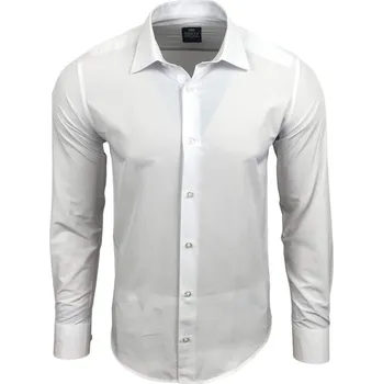 Pánská košile RUSTY NEAL košile pánská R-55 dlouhý rukáv slim fit bílá 6XL