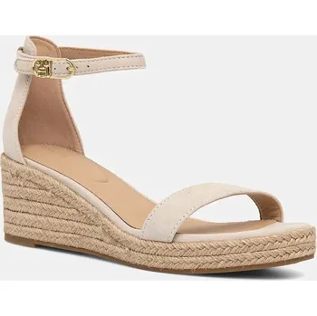 Dámské sandále Semišové sandály Tommy Hilfiger SUEDE ANKLE MID WEDGE ESPADRILLE FW0FW08479 béžová 01X, EUR 40