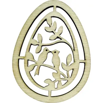 Velikonoční dekorace Dřevěný výřez vajíčko - větvičky s ptáčky