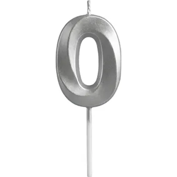 Dortová svíčka Dortisimo Svíčka s elegantním motivem číslo 0 stříbrná