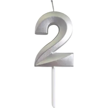 Dortová svíčka Dortisimo Svíčka s elegantním motivem číslo 2 stříbrná
