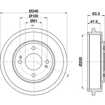 Brzdový buben Brzdový buben, , 42610S5A000, HELLA, 8DT 355 302-401