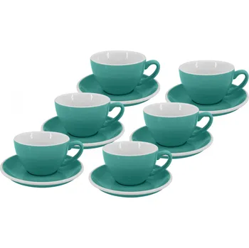 by inspire Set 6 ks - Cappuccino šálek s podšálkem Roma, 180 ml, tyrkysový
