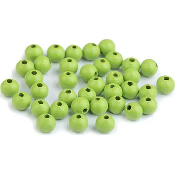 Dřevěné korálky Ø8 mm, střední, 60 zelená sv.