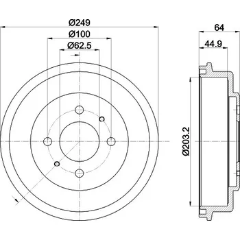 Brzdový buben Brzdový buben, , 5841125201, HELLA, 8DT 355 302-691