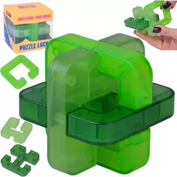 Hlavolam Hlavolam 3D Kostka – puzzle lock, zelený