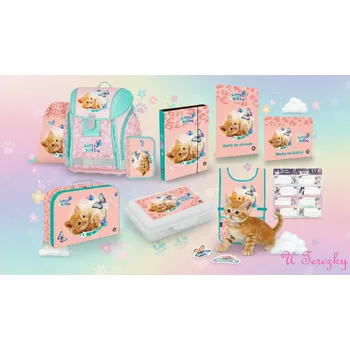 Školní batoh Oxybag Školní set 10ks PREMIUM LIGHT Kočka sada batoh, penál, sáček a doplňky 0-89226/010