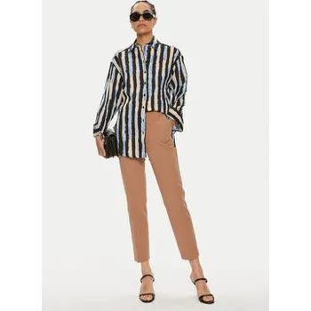 Dámské kalhoty Pinko Kalhoty z materiálu Bello 100155 A1P9 Hnědá Regular Fit 40