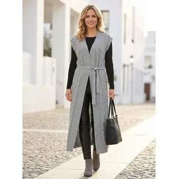 Dámská vesta Dámská prodloužená vesta KIXMI OTYLIA SVĚTLE ŠEDÝ MELÍR XS