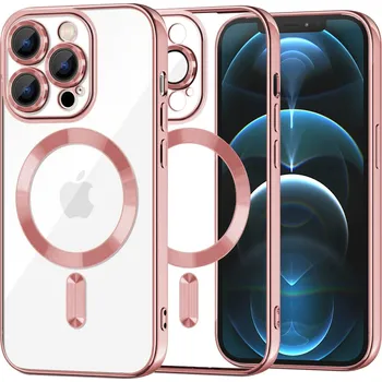 Pouzdro na mobilní telefon Techsuit - Luxusní křišťálový MagSafe - iPhone 12 Pro Max - růžový