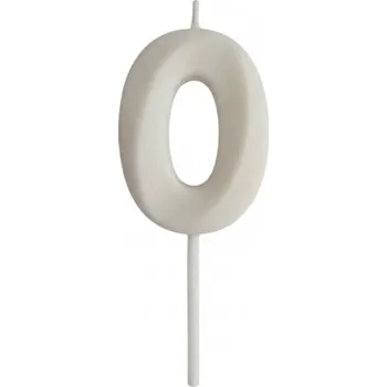 Dortová svíčka Dortisimo Svíčka s elegantním motivem číslo 0 bílá
