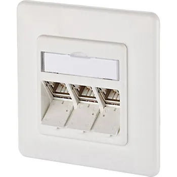 Datový terminál Metz Connect 1309131002-E síťová zásuvka pod omítku panel s čelní deskou a rámečkem CAT 6A 3 porty čistě bílá